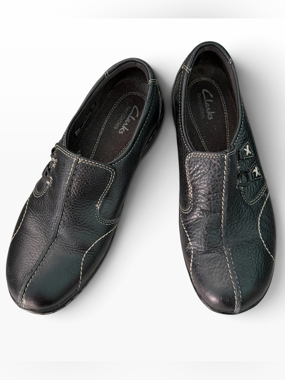 Clarks Ashland Cove 39388 Leather Upper Slip On Comfort Shoes Women’s 8.5M Black